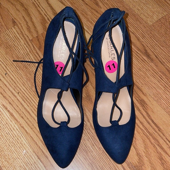 Charles By Charles David Navy Lace-Up wedges shoes - Picture 2 of 11